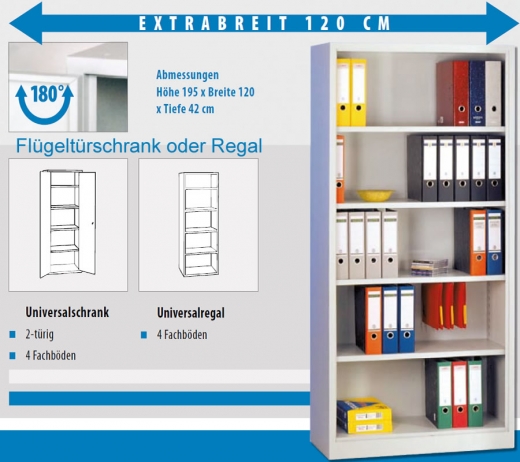 Broschrank ,,Luna120,, 195 x 120 x 42 cm (H x B x T)