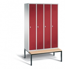 Spind mit Sitzbank 4 Abteile