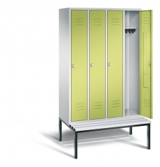 Spind mit Sitzbank 4 Abteile