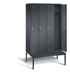 Spind mit Sitzbank 4 Abteile