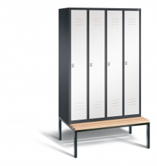 Spind mit Sitzbank 4 Abteile