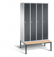 Spind mit Sitzbank 4 Abteile