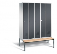 Spind mit Sitzbank 5 Abteile